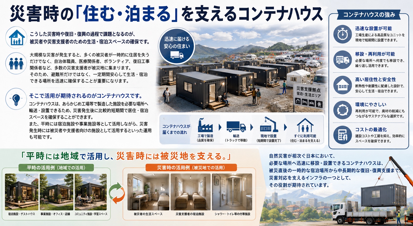 相次ぐ自然災害と災害復興を支えるコンテナハウス